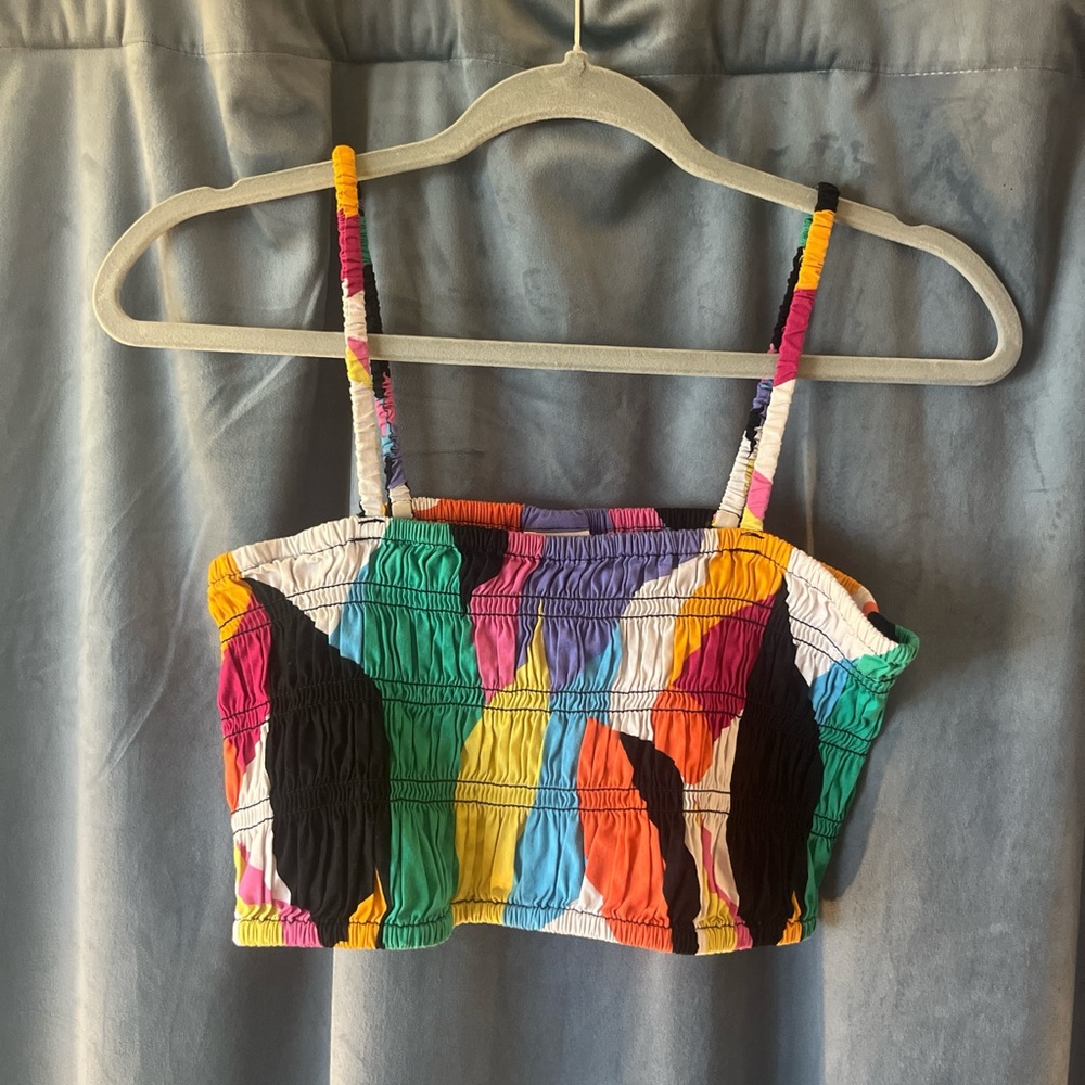 Colorful Shirred Women's Crop Top